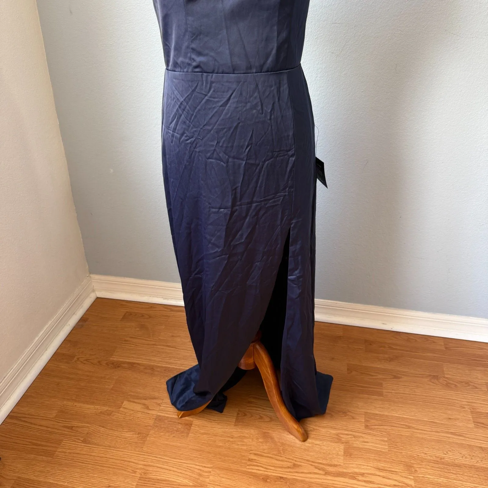 Lulus  Ultimate Sweetness Navy Blue Satin Flutter Sleeve Maxi Dress Size Large - Image 6