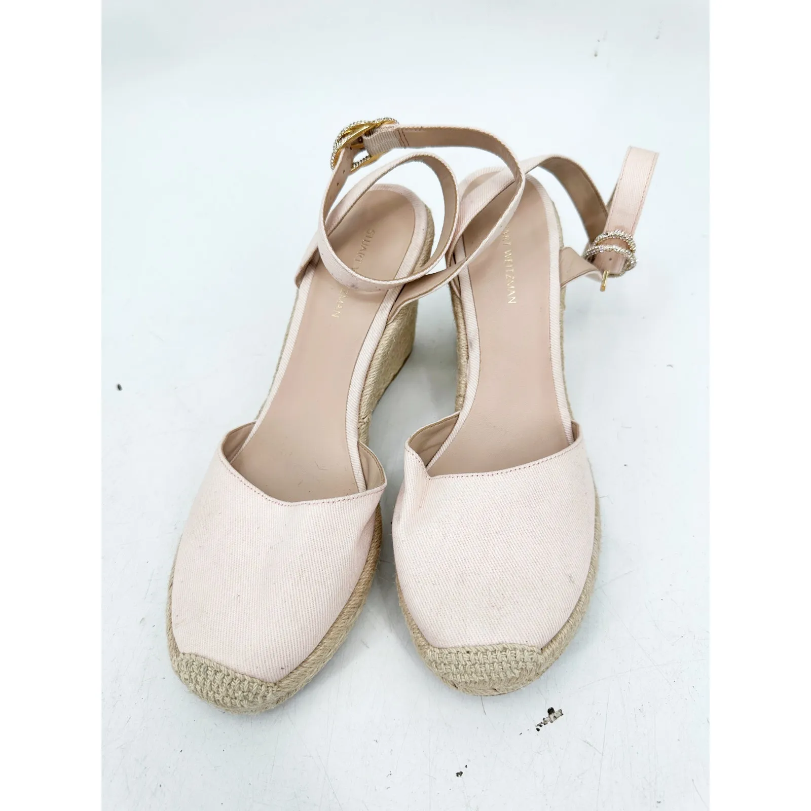 Stuart Weitzman Nude Espadrille Wedge Heel Nude Sandal Pumps Size 8.5 - Image 5
