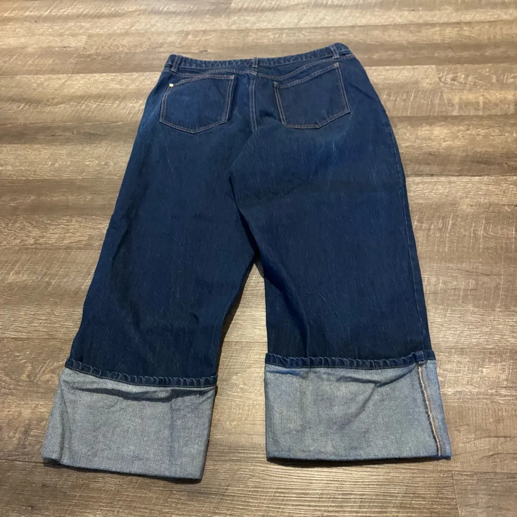 Kate Spade Dark Wash High Rise Straight Leg Wide Cuff Denim Jeans - Image 7