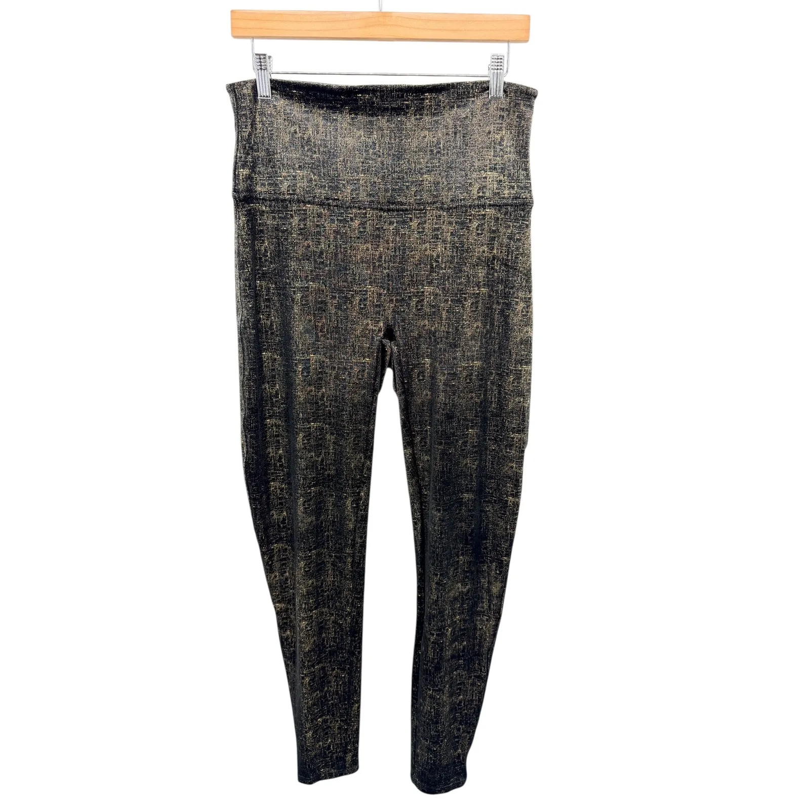 SPANX Velvet Shine Leggings XL Pull On Black Metallic Shimmer Shapewear Party - Image 3