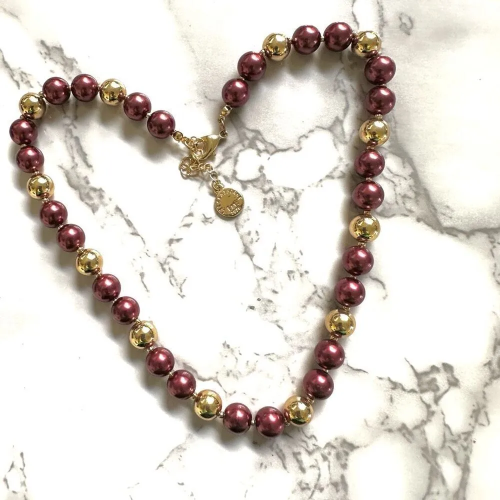 Liz Claiborne pink and gold tone beaded necklace - Image 9