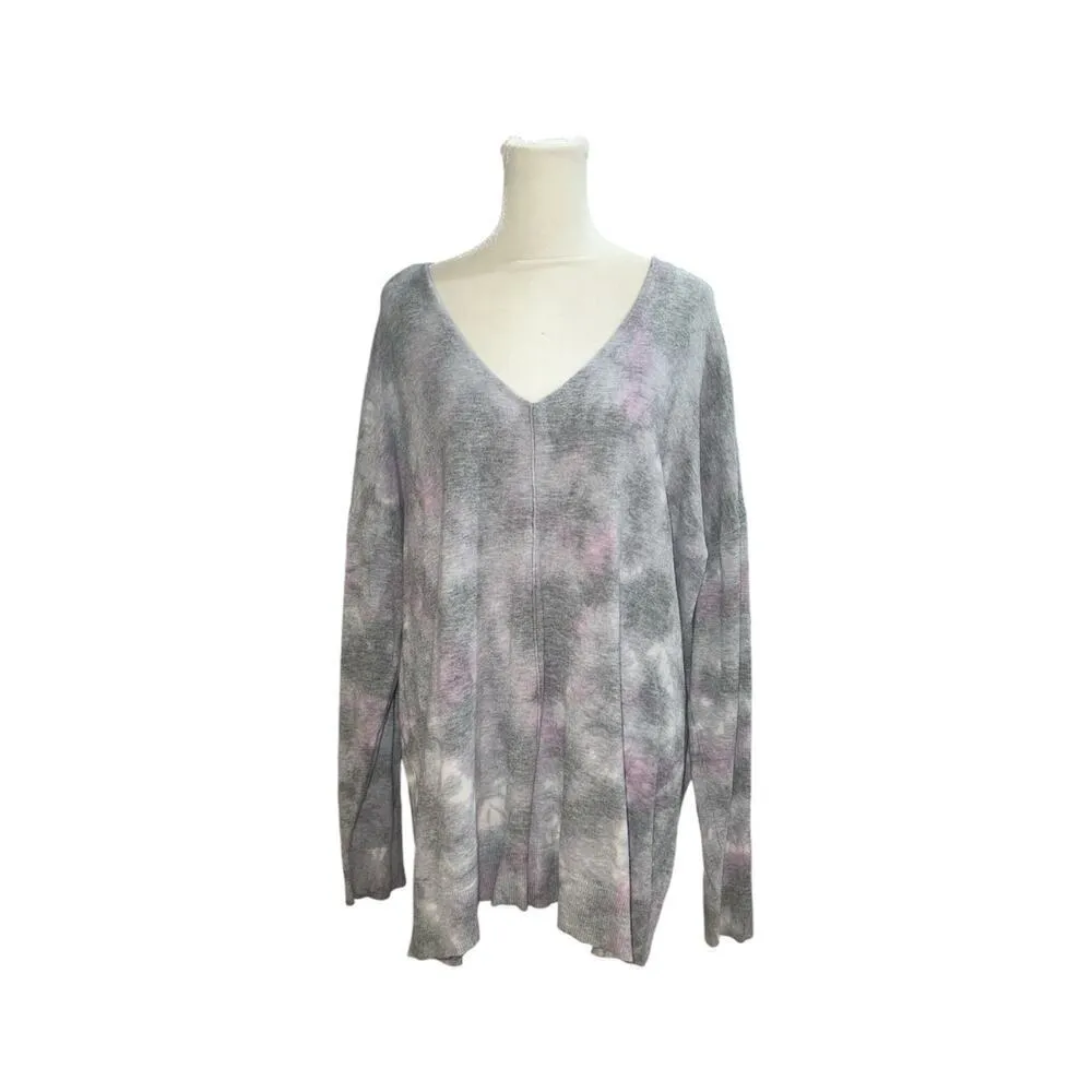 Torrid Pullover Drop Shoulder‎ V-Neck Sweater in Tie Dye Size 2 - Image 4