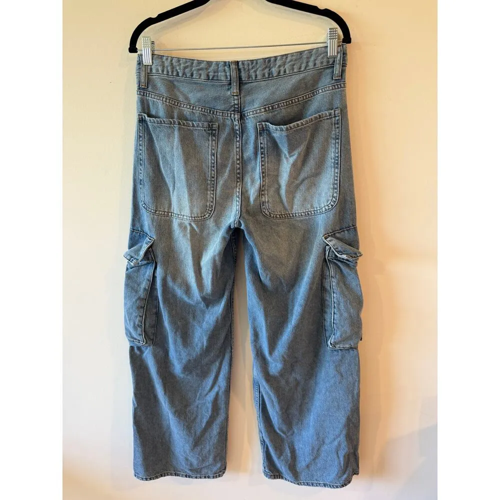 Song High Rise Cargo Jeans 100% Cotton Medium Wash Denim Women's Size 5/27 Blue - Image 2