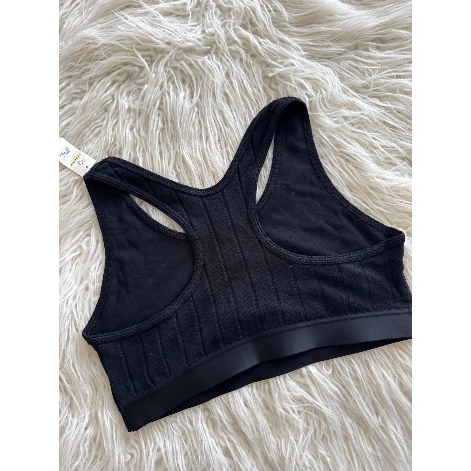 Aerie Cozy Class Ribbed Knit Sports Bra True Black Size Large - Image 5