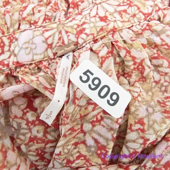 New! Free People Red Floral Print Bohemian Feeling‎ Groovy Ruffle Maxi Dress, S - Image 16
