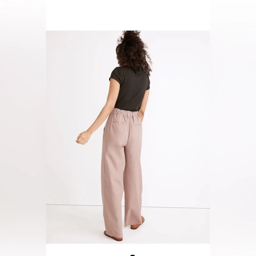 NWT Madewell Petite Cotton-Linen Pleated Wide-Leg Pants - Image 3