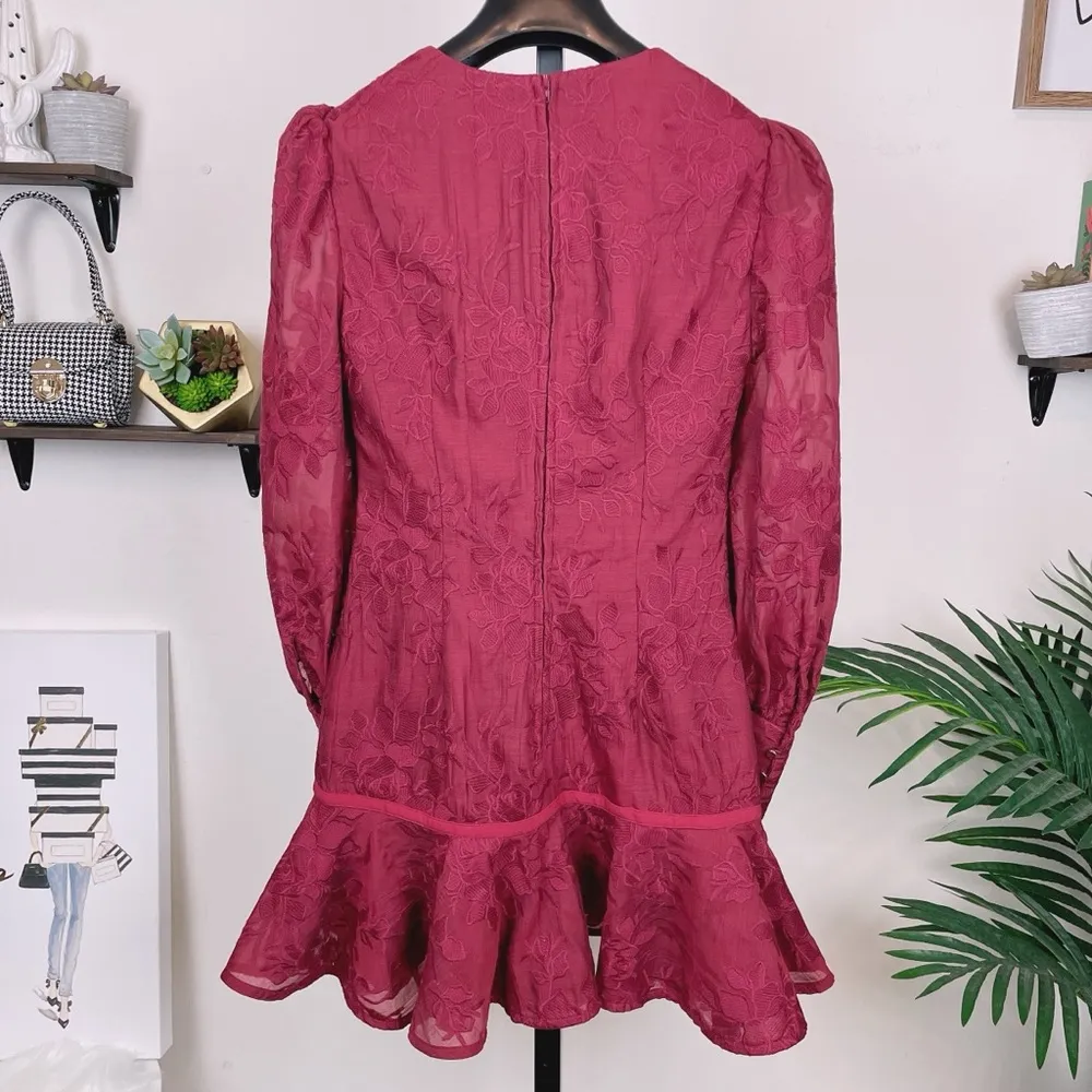 Keepsake The Label Wonderland Long Sleeve Mini Dress in Plum Red Size Small NWT - Image 4