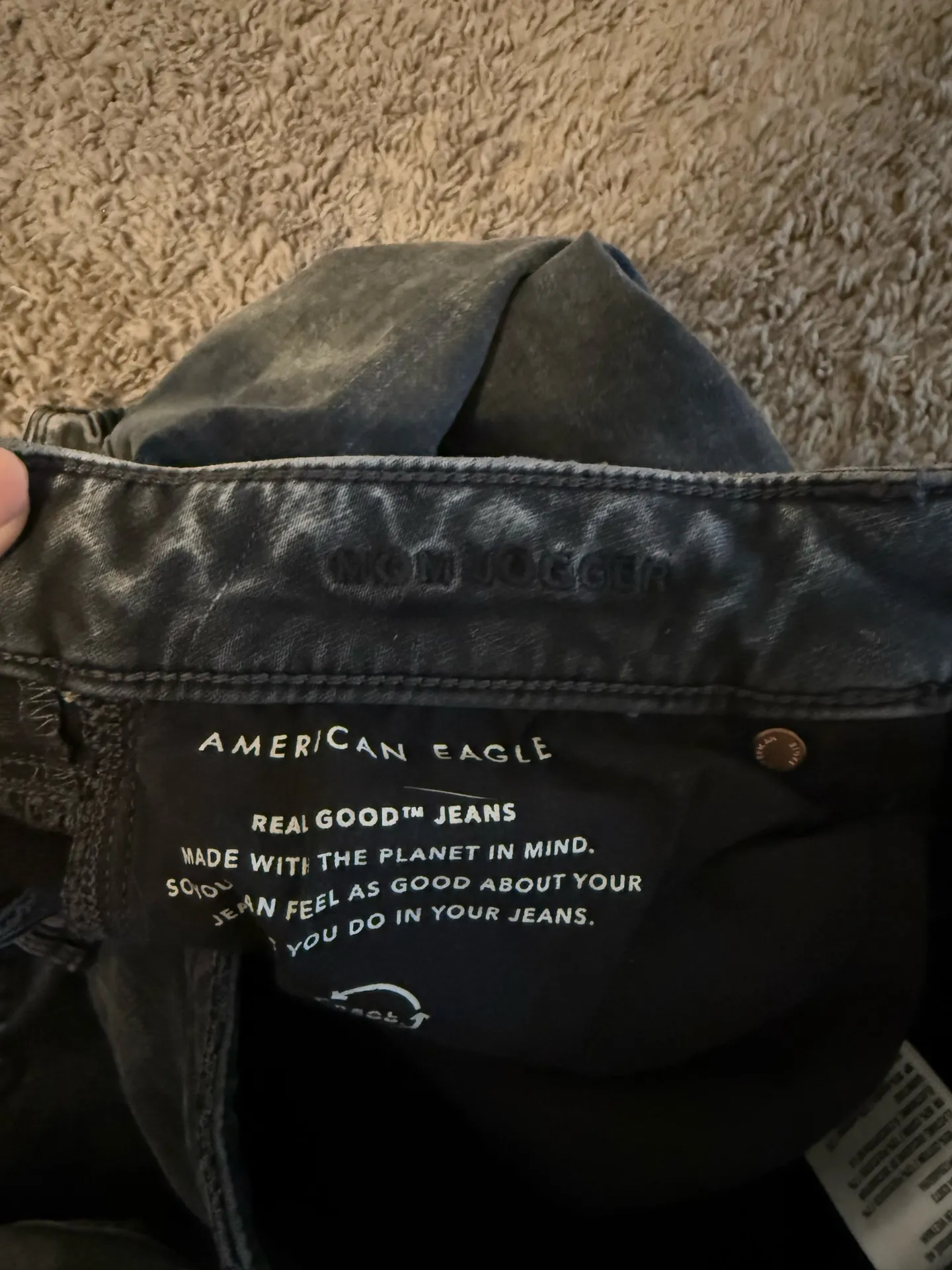 American Eagle Outfitters Dark Gray Mom Jogger Distressed Denim - Image 3