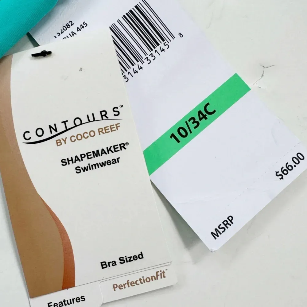 Coco Reef Contours Push Up Cameo Underwire Halter Bikini Top Turquoise Size 10 - Image 11