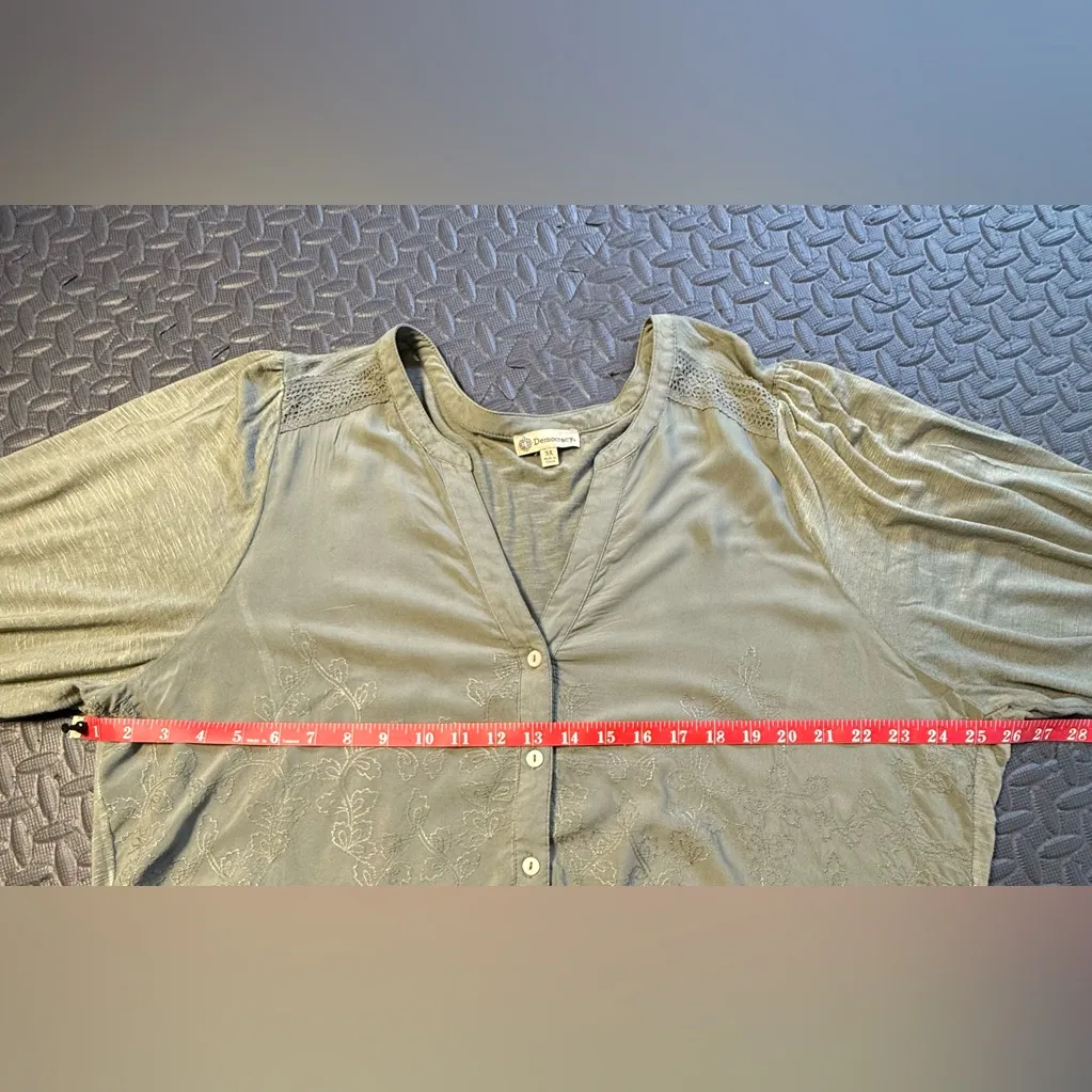 Democracy  Sage Green Embroidered Blouse - Image 5