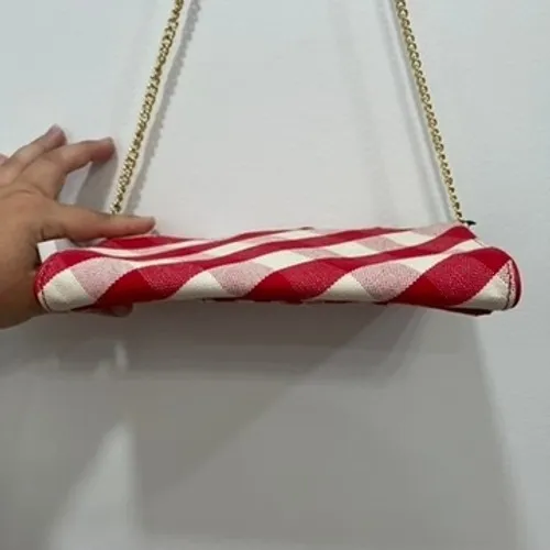 Talbots‎ Red White Gingham Purse NWT $119 Cotton Linen Leather Gold Chain Twist - Image 4