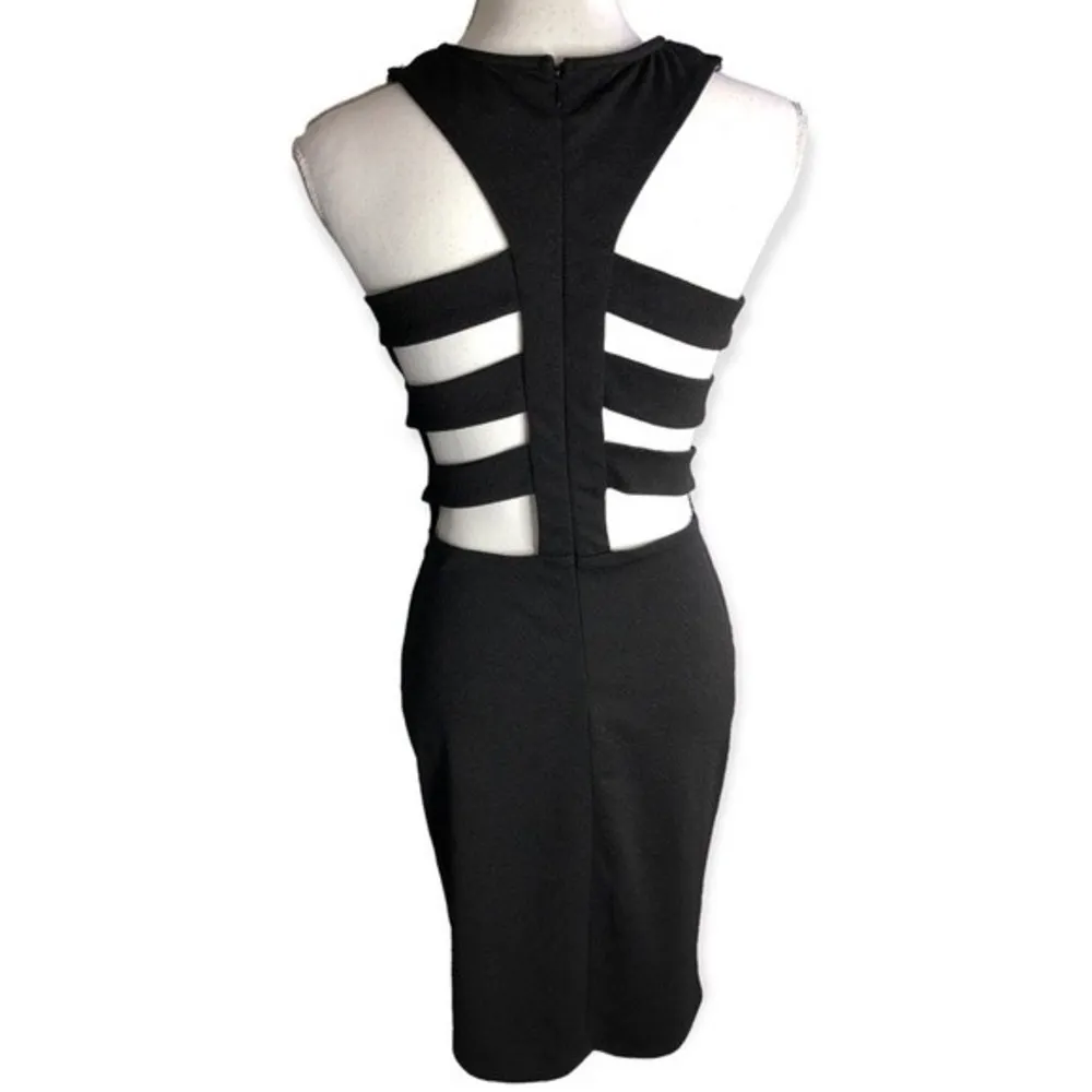 Alt. B Black Textured Sleeveless Cut Out Back Knee Length Dress Size L - Image 98