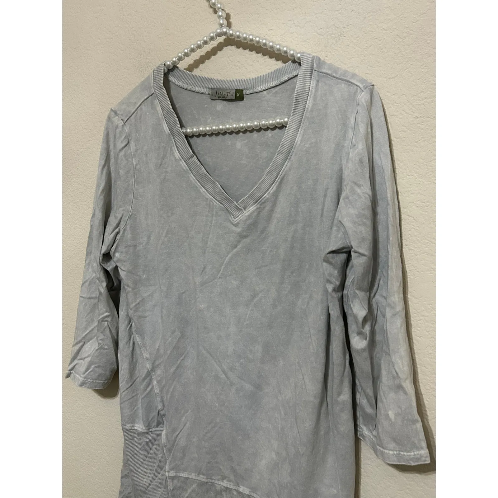 Chalet et Ceci Top Size Small Gray Lagenlook Capsule Wardrobe Classic Shirt Hemp - Image 5
