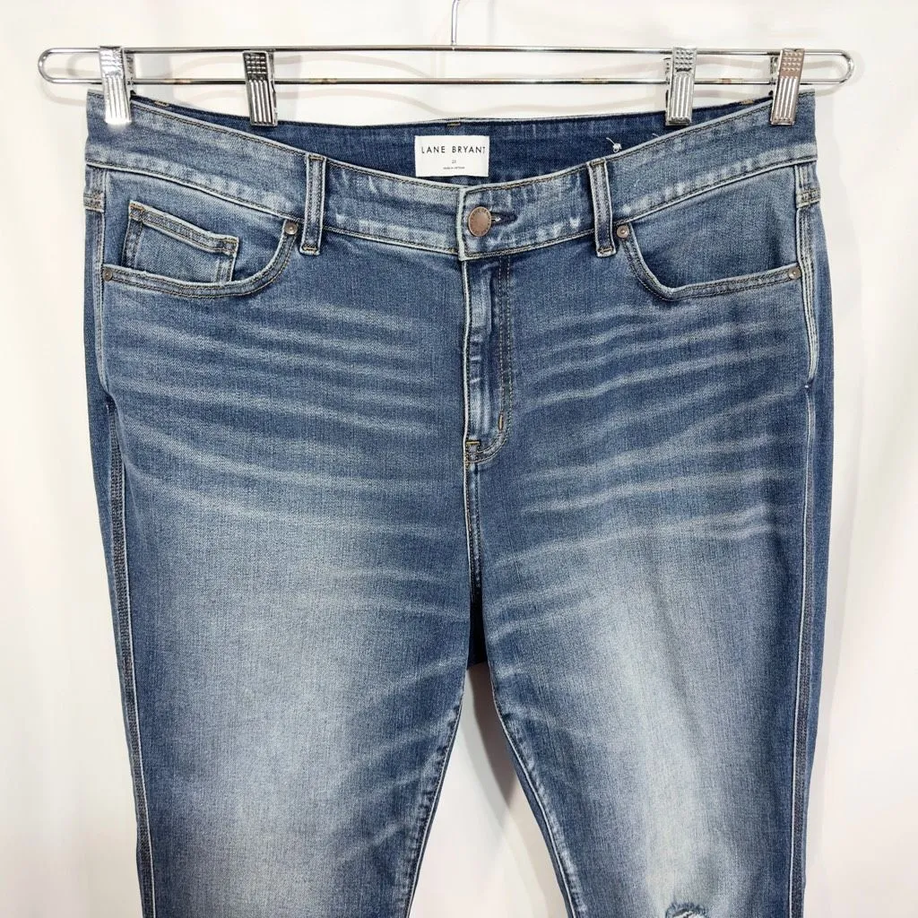 Lane Bryant Plus Size 20 Jeans Ripped Distressed Raw Hem Skinny Stretch‎ 475 - Image 3