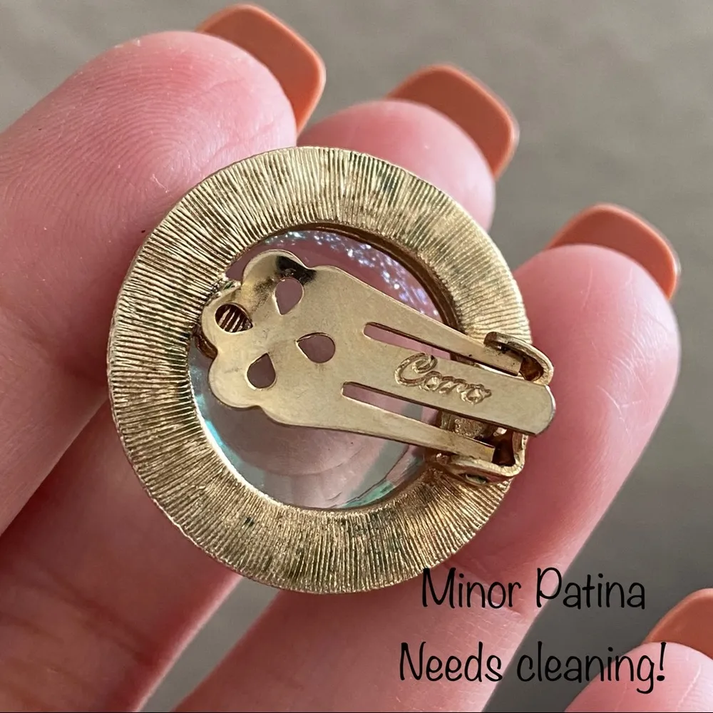 Rare Vintage CORO Green Flourite? Clip Earrings - Image 15