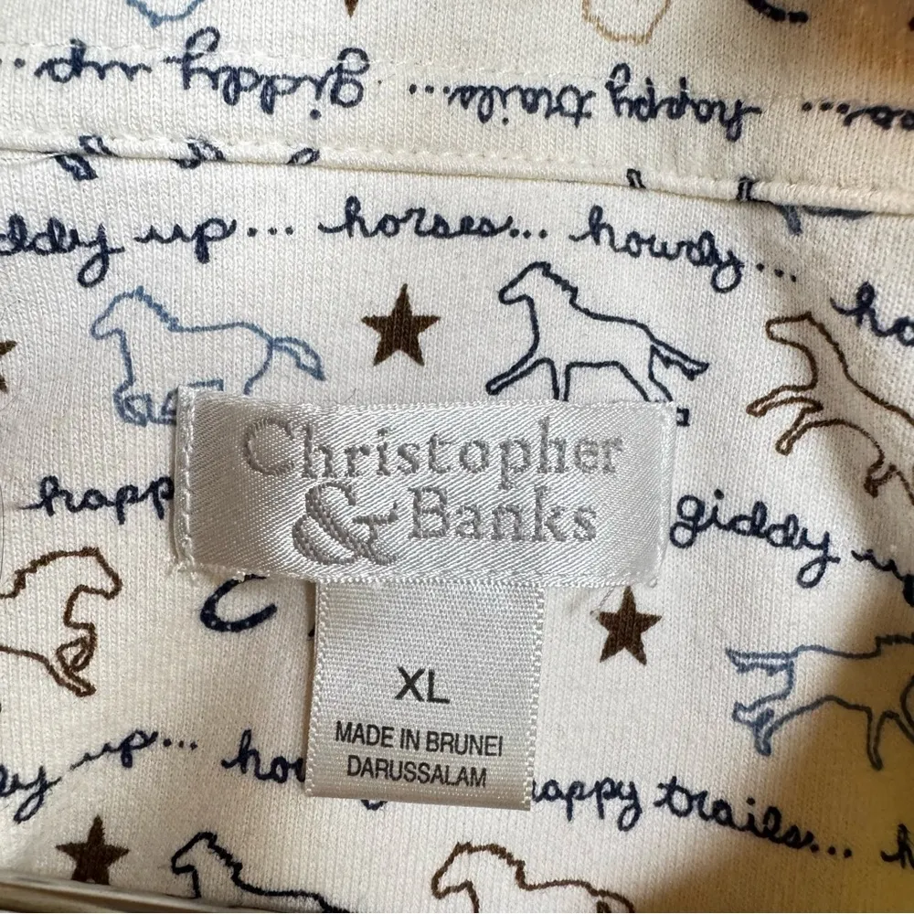 Horse Print Western Cowgirl Cream Knit Shirt Christopher & Banks Vintage Y2K - Image 5