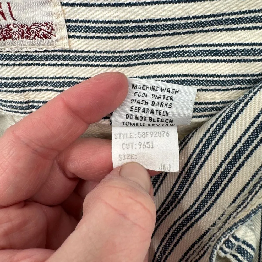 Vintage Bennini High Waisted Shorts Womens 5/6 Blue White Railroad Stripe Cotton Size undefined - Image 5