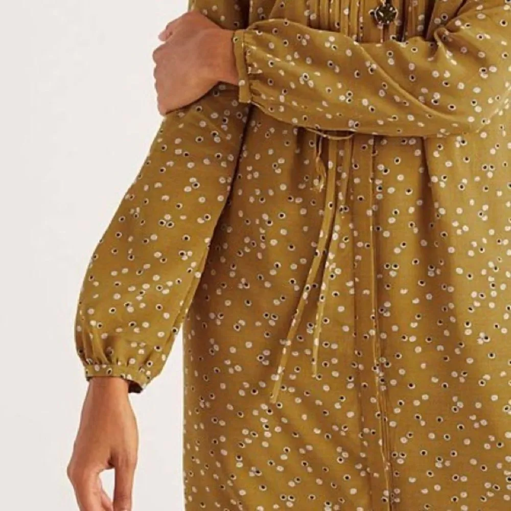 Boden Trumpet Sweet Flower Corrina Pleated Long Sleeve Dress sx 6 Yellow - Image 4