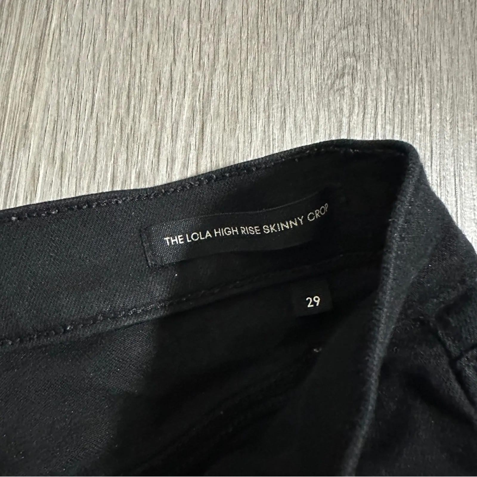 Denim Forum The Lola High Rise Skinny Crop Raw Hem Jeans Size‎ 29 Black - Image 6