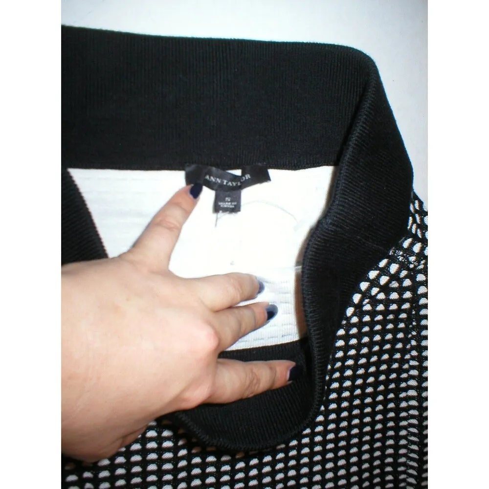 New Womens Ann Taylor Skirt Work Office S NWT $89 Black White Knit Small - Image 3