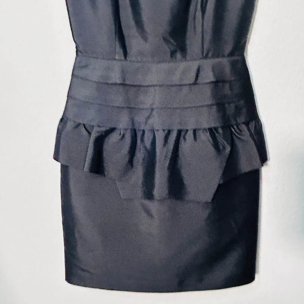 REISS Black Mattie Peplum Silk & Wool Blend Sleeveless Cocktail Dress LBD Sz 6 - Image 4