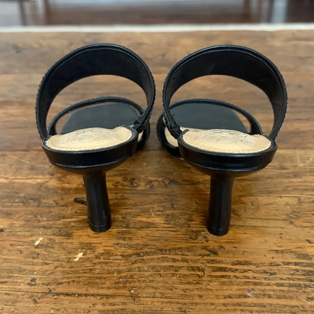 Vince Camuto Black Two Strap 3" Heeled Sandals Size 6 - Image 4
