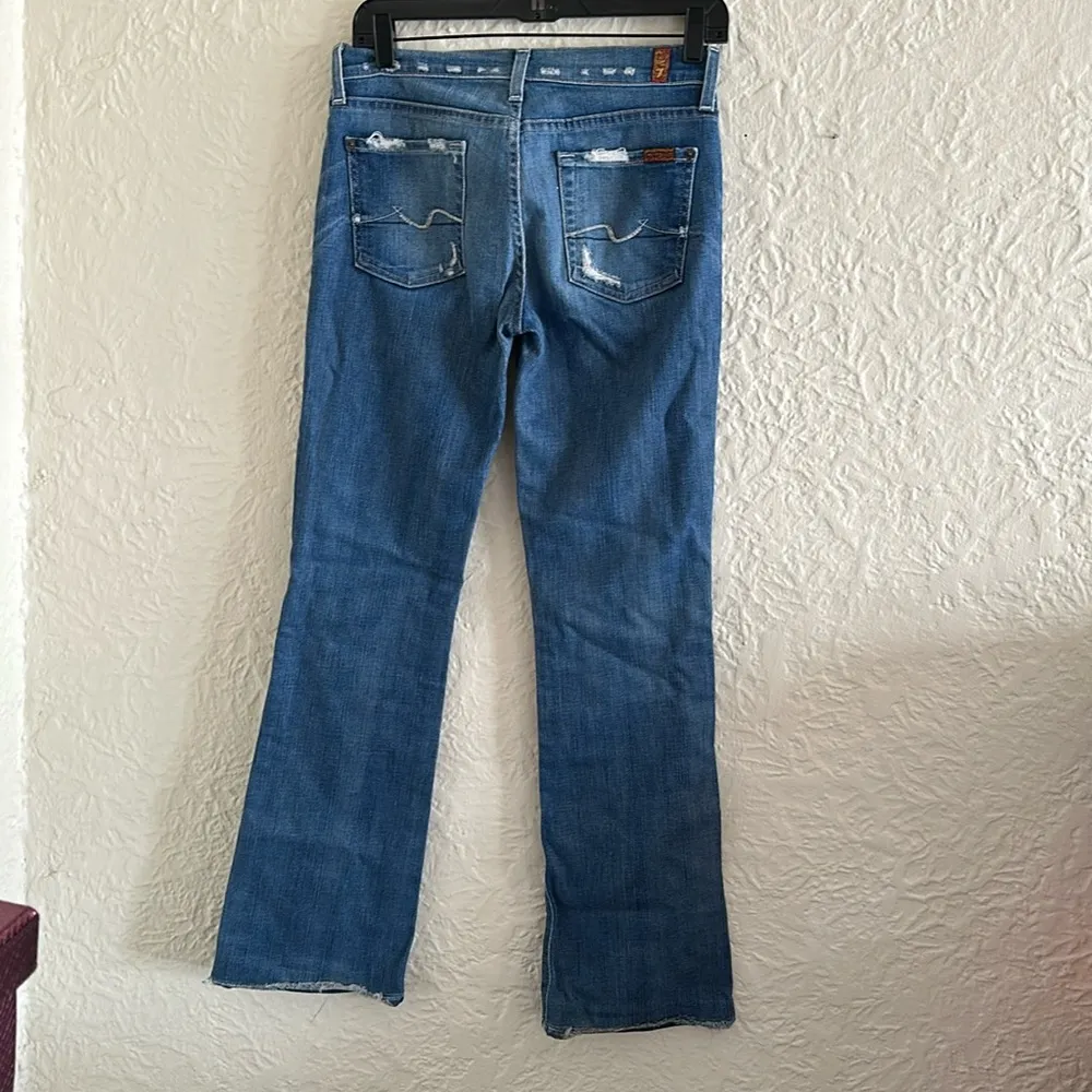 7 for all mankind Medium Wash Bootcut Distressed Jeans 26 - Image 2