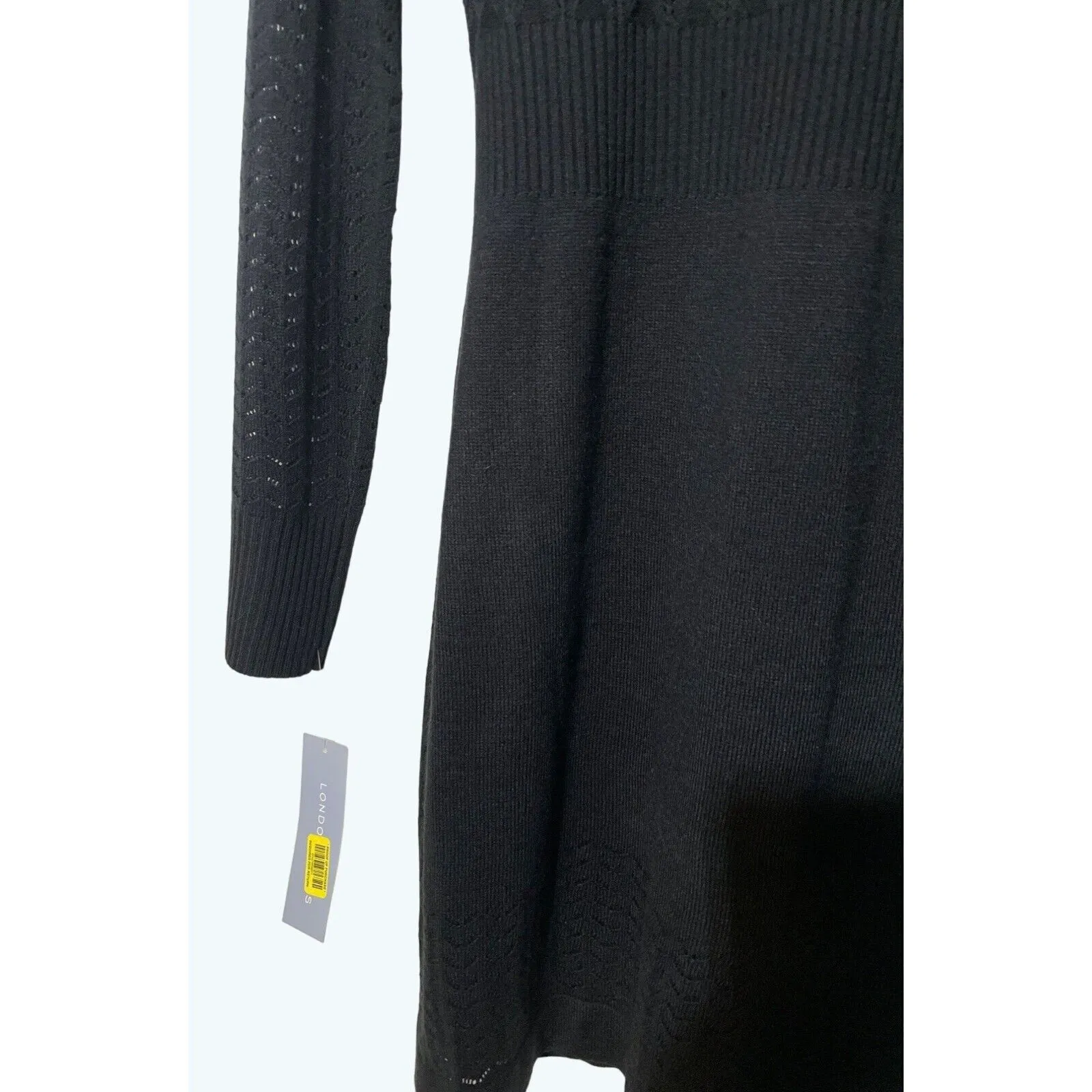 London Times Knit Sweater Dress Long Sleeve Scoop Neck Black NWT Medium - Image 5