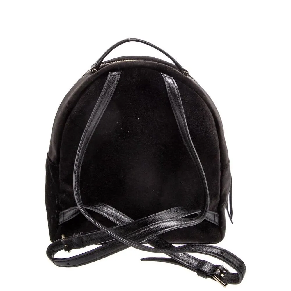 Kate Spade  Women's Black Velvet Backpack with Front Zip Pocket - Image 3