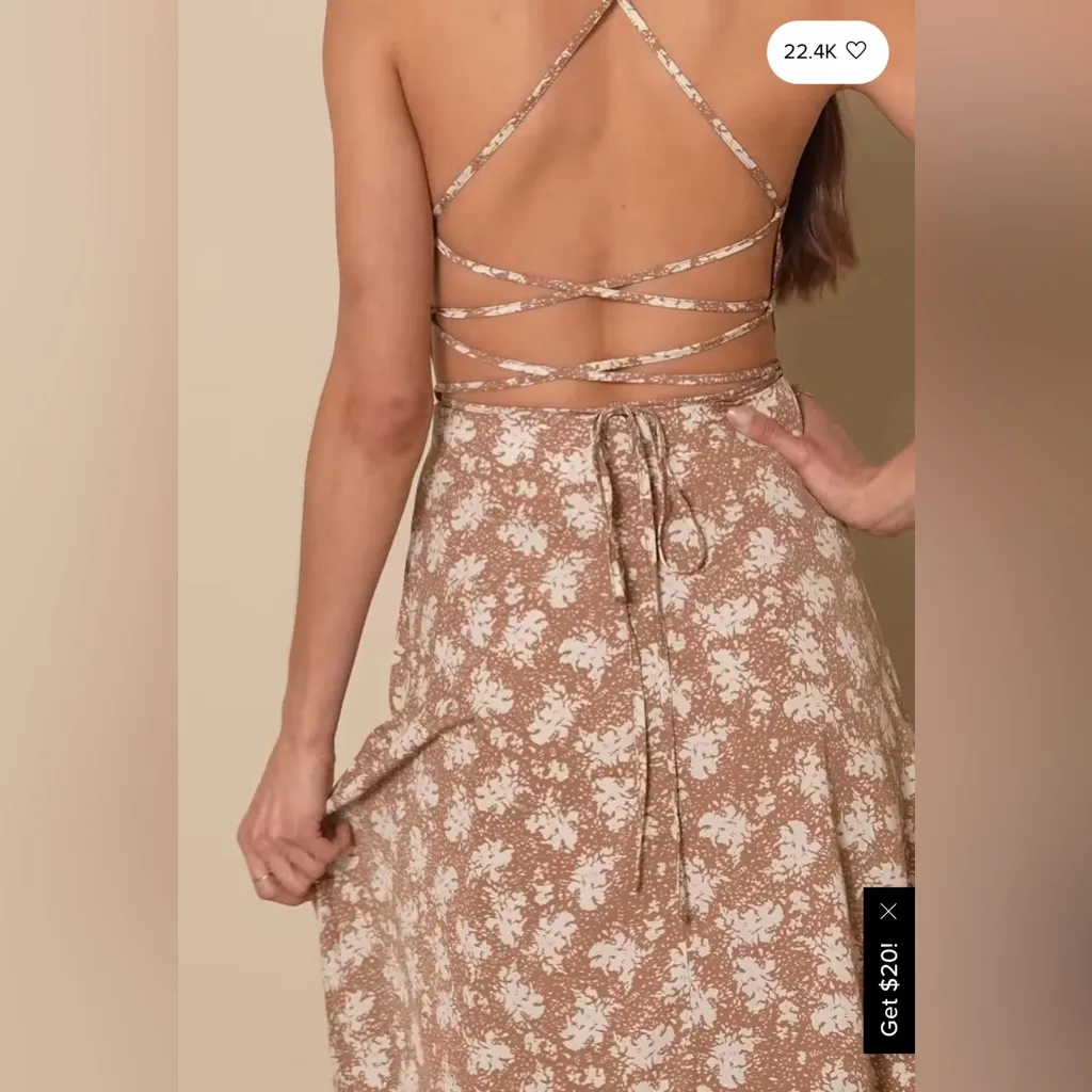 Picturesque Moments Brown Floral Print Strappy Maxi Dress Size M - Image 4