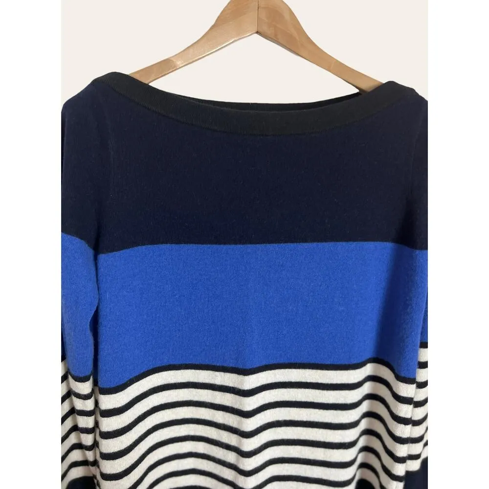Kate Spade Blue Striped Wool Cashmere Boatneck Pullover Sweater Size Medium - Image 5