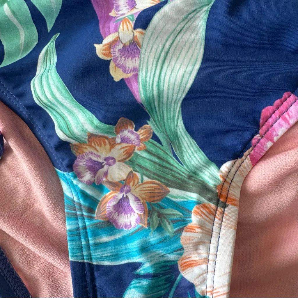 Hobie Floral Side Tie Bikini Bottom‎ NWT size XS Blue Tropical Hipster Swimsuit - Image 4