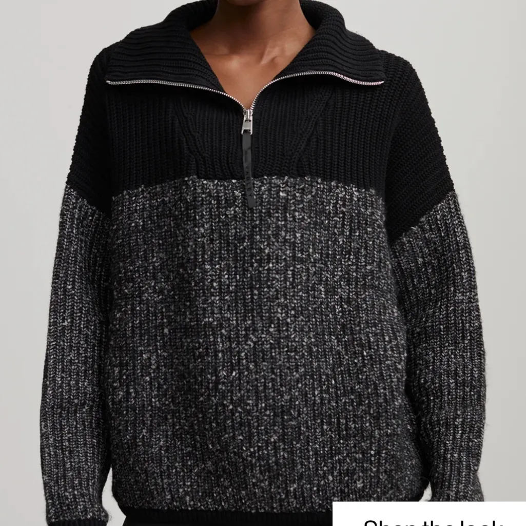 Varley Willard 2.0 Half Zip Knit Pullover Sweater Black Wool Blend Loungewear - Image 13