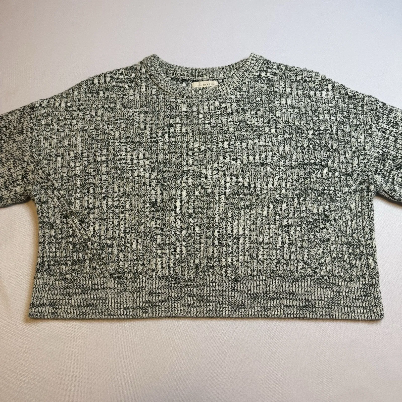 LA Hearts‎ Green Heavy Knit Cropped Sweater Long Sleeve Everyday Workwear M # - Image 3