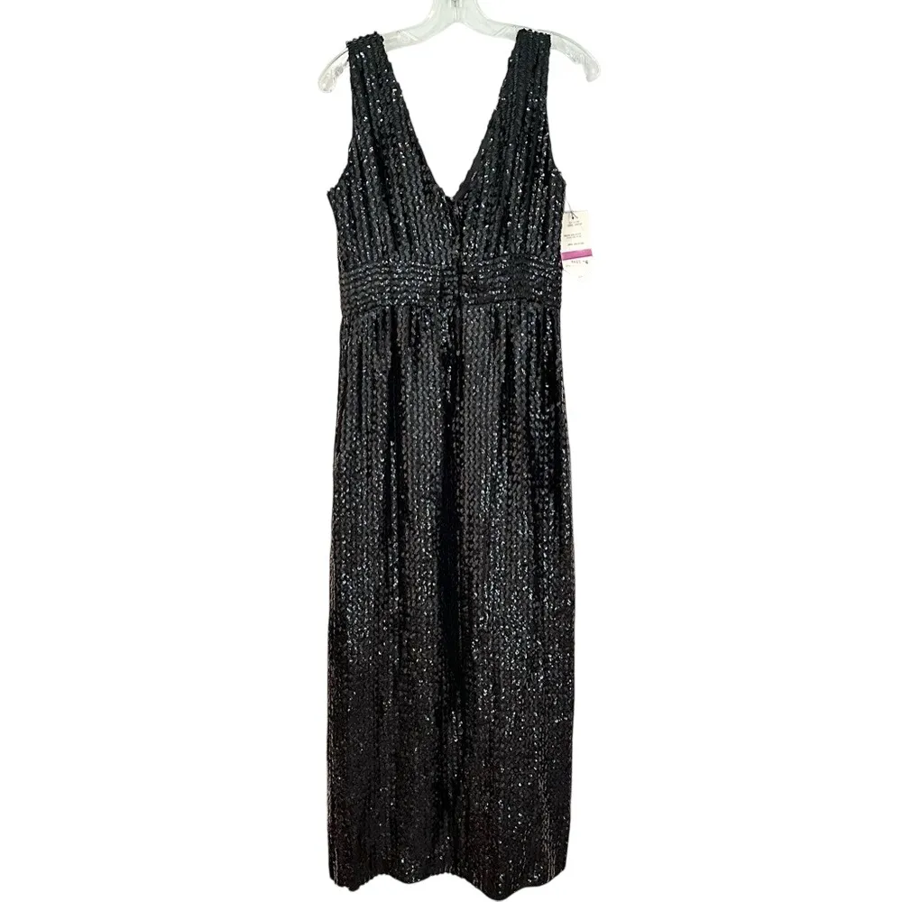 Lee Jordan Vintage Sequin Formal Dress‎ Women's 14 Black Evening 70s Whimsigoth - Image 6