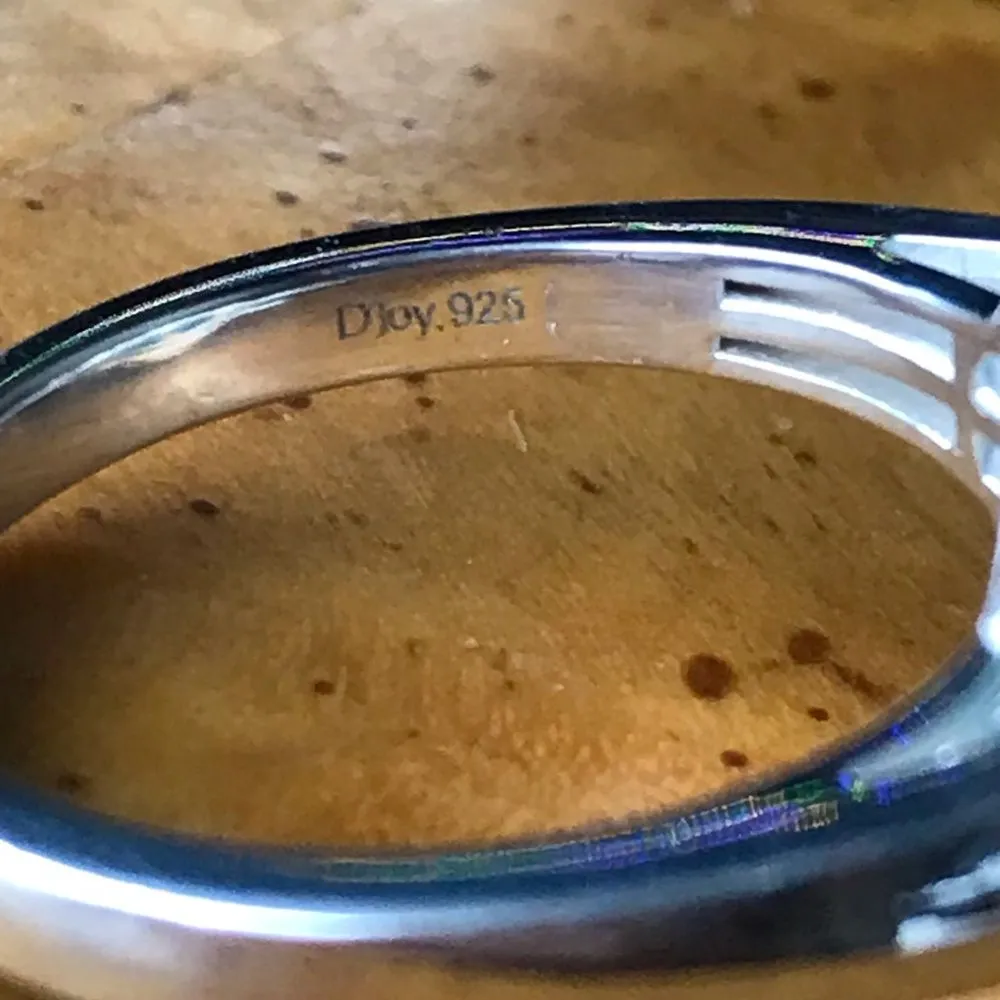 Natural Shadowkite Sterling Silver Peacock Ring Size 9 Blue - Image 6