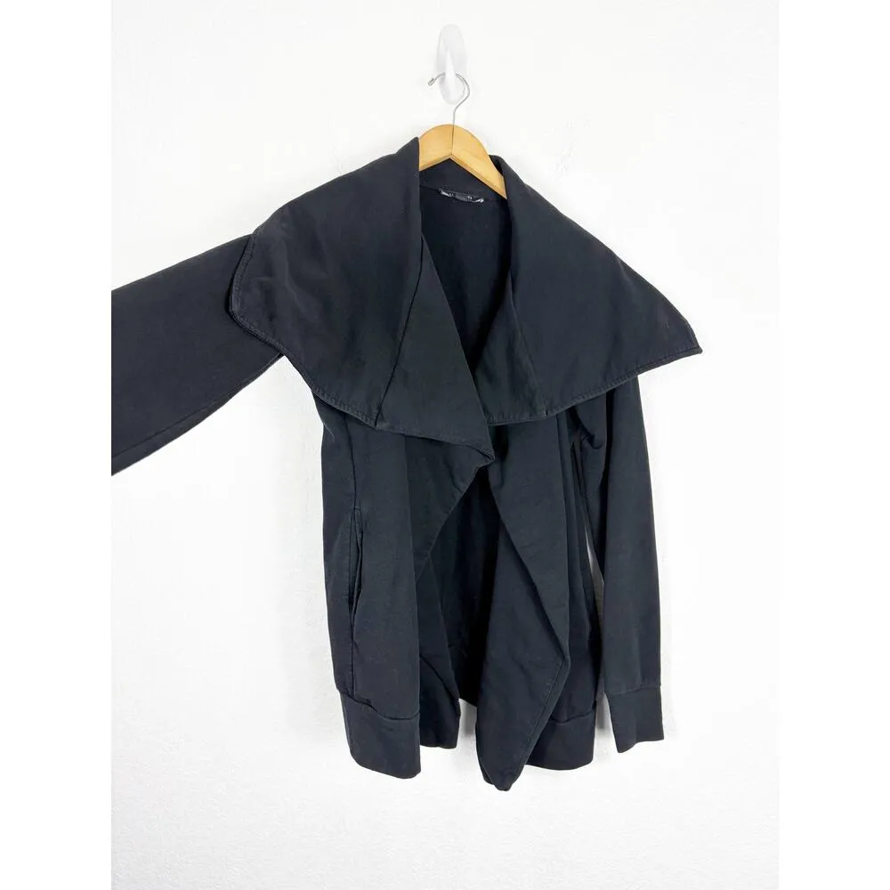 Allsaints Black Delia Sweater Cardigan Size Small Draped Oversized Cotton - Image 10