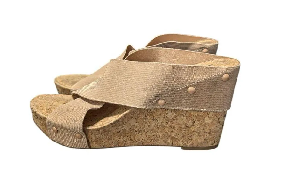 Lucky Brand Miller 2 Wedge Sandals Cross Strap Cork Womens 9 Open Toe Summer - Image 3