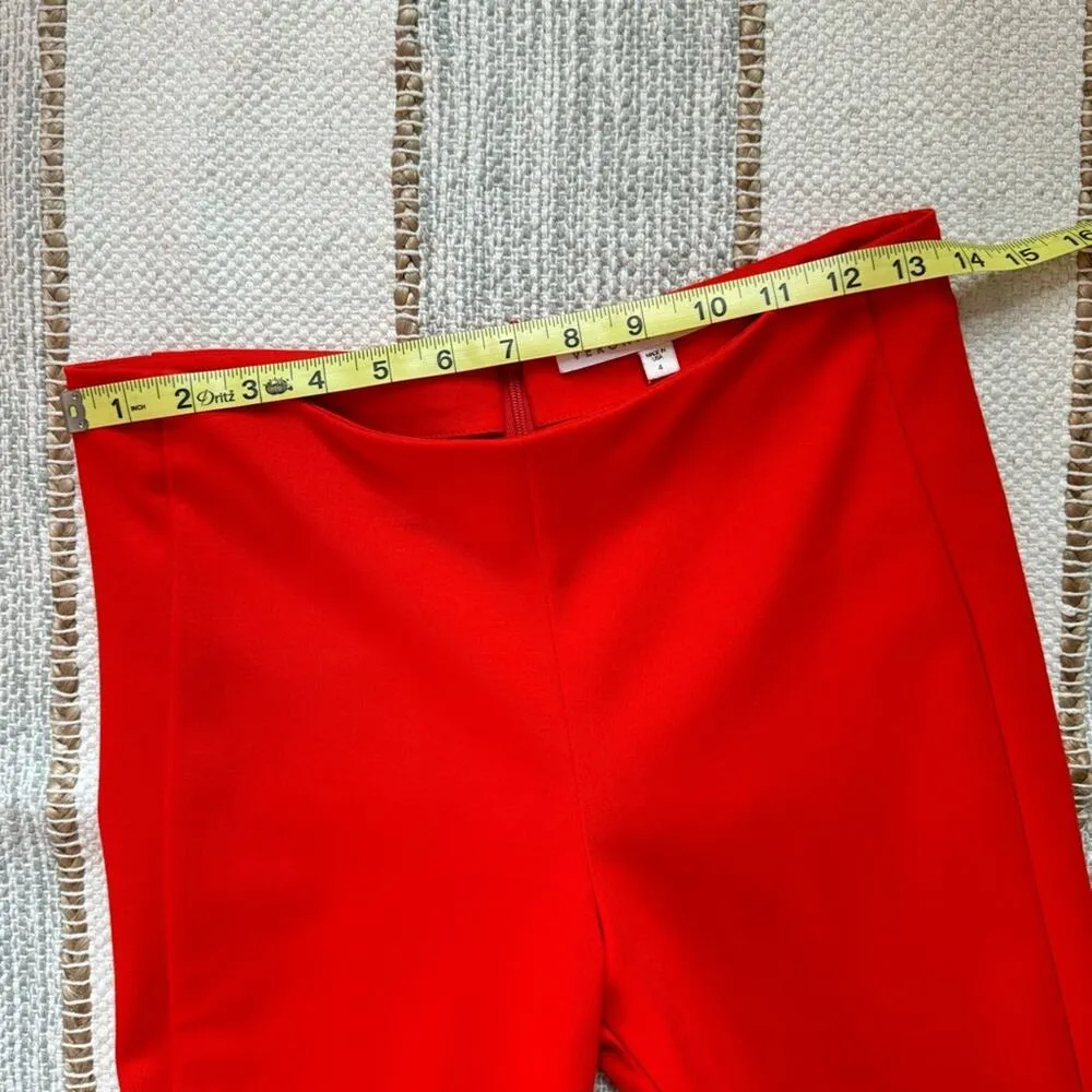 Veronica Beard Bright Red High Rise Slim Leg Back Zip Stretchy Cropped Pants 4 - Image 6