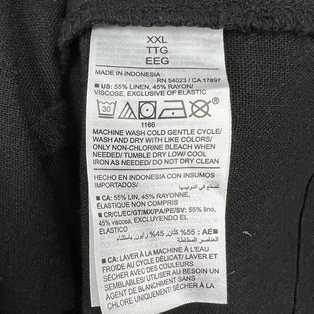 Old Navy Linen Midi Dress Black Square Neckline A Line Pockets Elastic Back XXL - Image 6