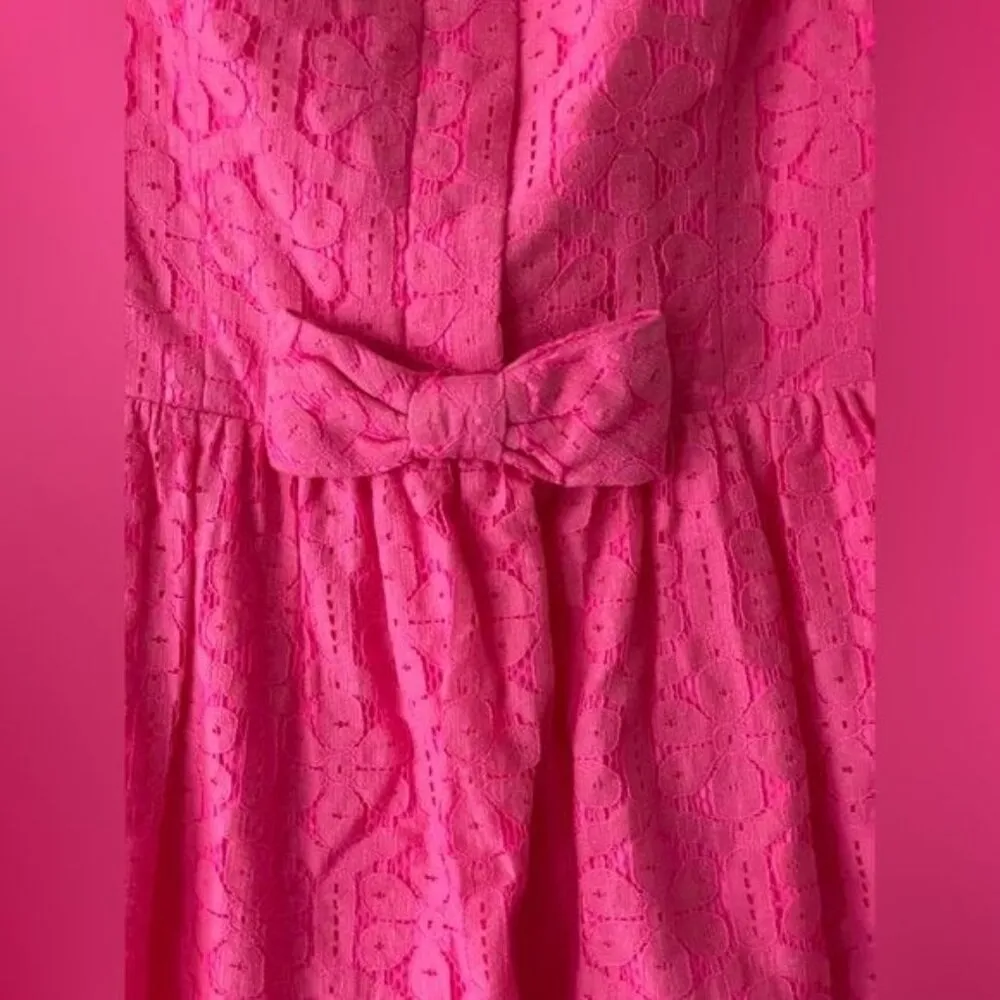 Lilly Pulitzer Pink Lace Dress Size 2 Bow Valentine Love Barbie Core Date Night - Image 7