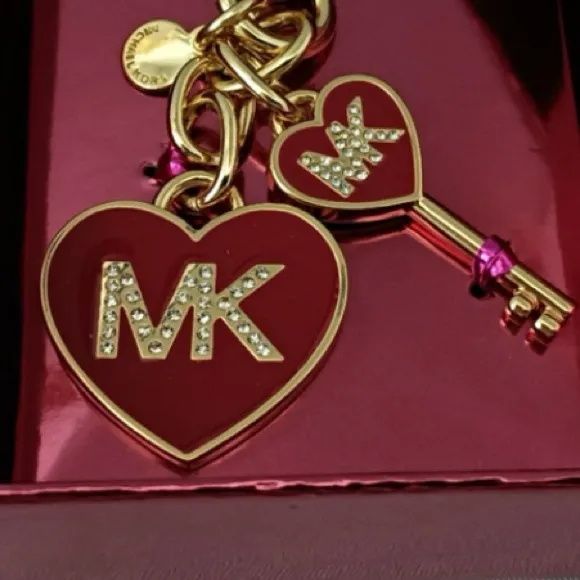 Michael Kors Gold Heart and Key Charm Keychain - Image 3