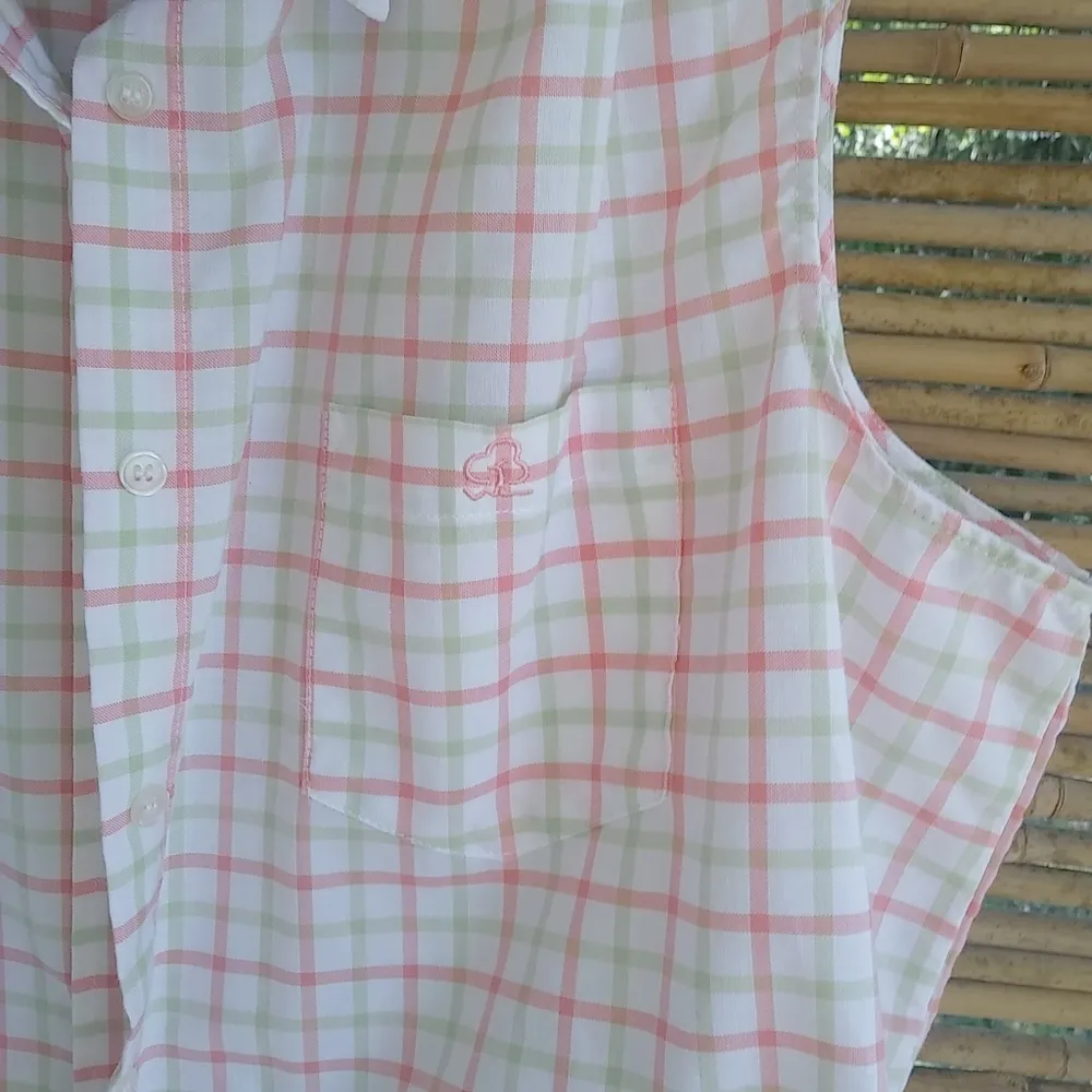Willow Lane 20W Western Cowgirl Style Coral Lime Plaid Tunic Top Plus Pink - Image 7