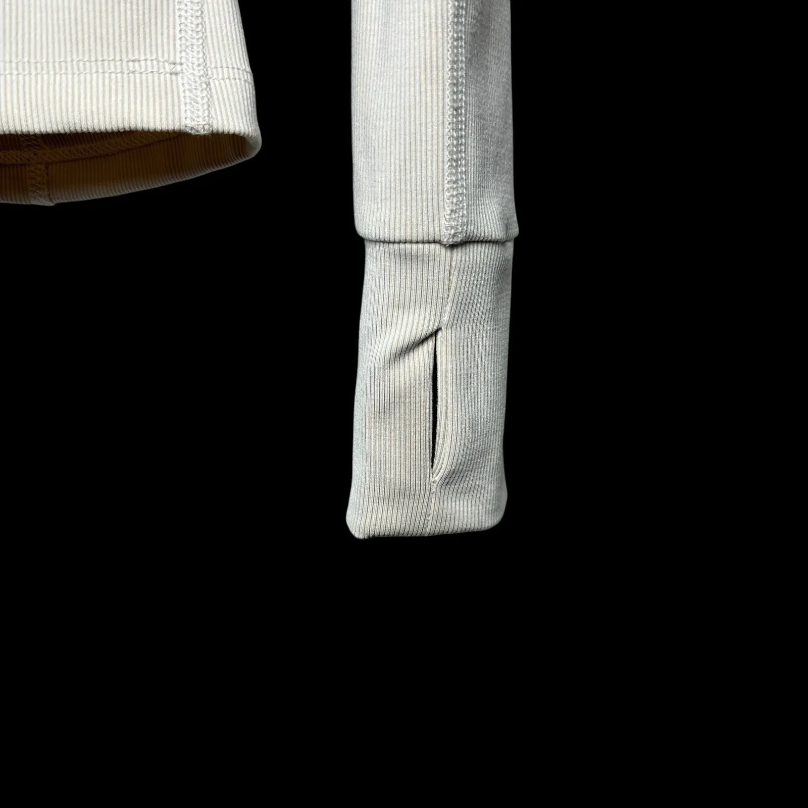 Beyond Yoga Rib Zip Pullover XS Cream Heather Long Sleeve Thumbholes Yoga Top‎ - Image 10