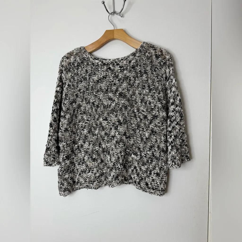Eileen Fisher black Bronze and  cream marled pop over knit sweater. XS - Image 5