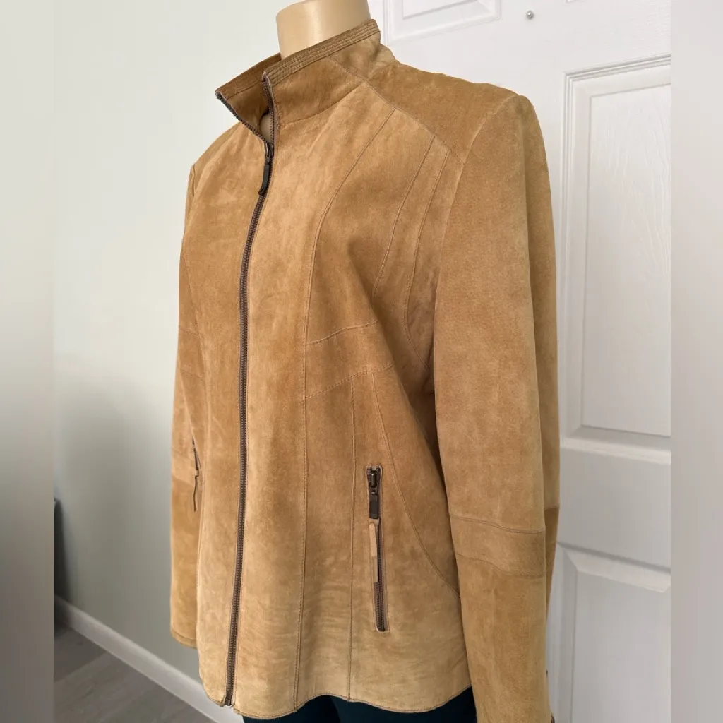 Alfani camel genuine leather suede jacket. L - Image 3
