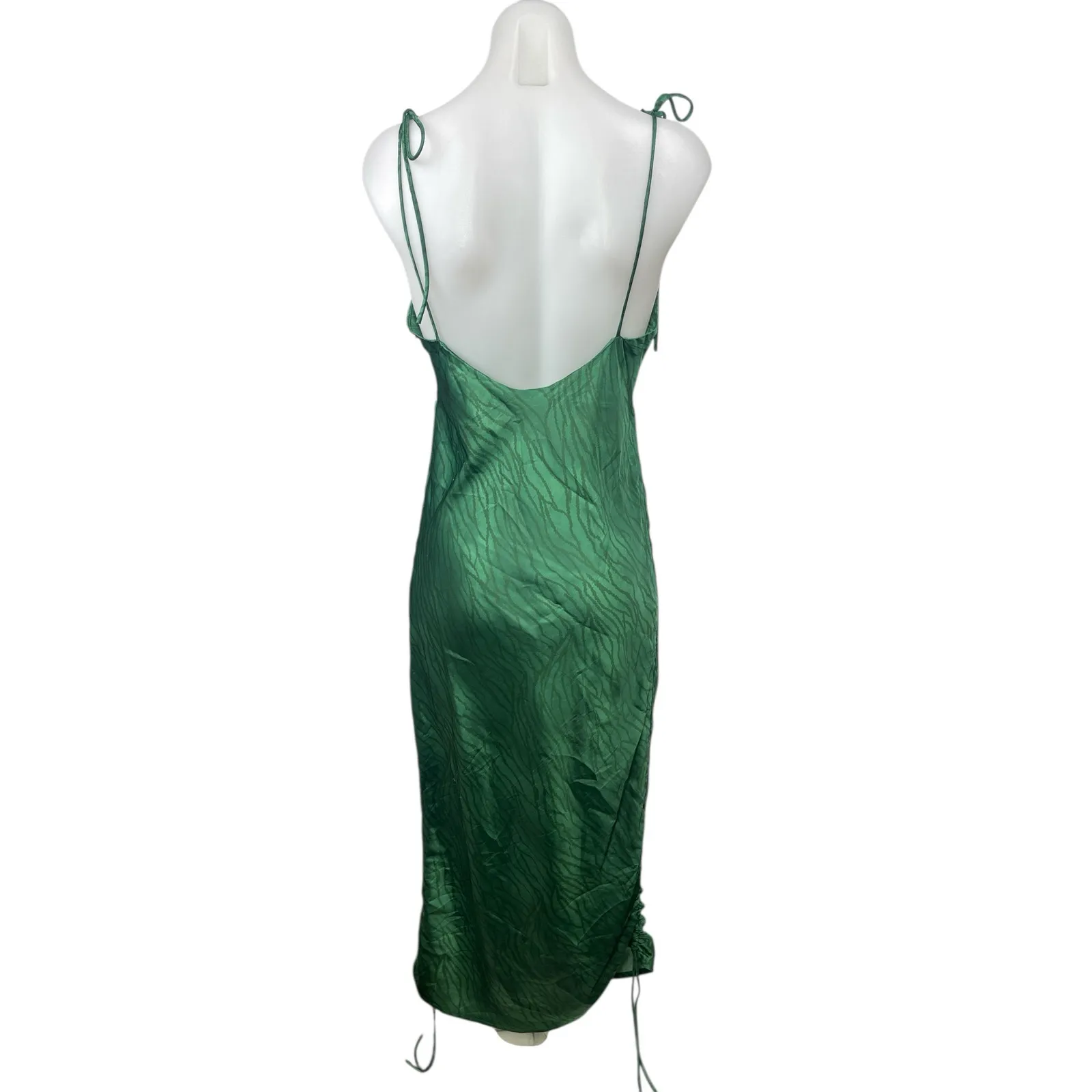 Lioness Green Silky Satin Sleeveless Cami Camisole Cowl Neck Midi Slip Dress S - Image 2