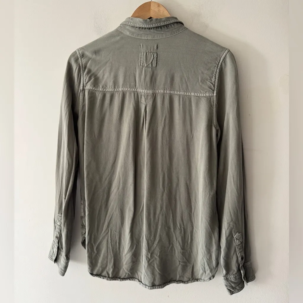 American Eagle Army Green Utility Boyfriend Fit Button Down Top - Image 3