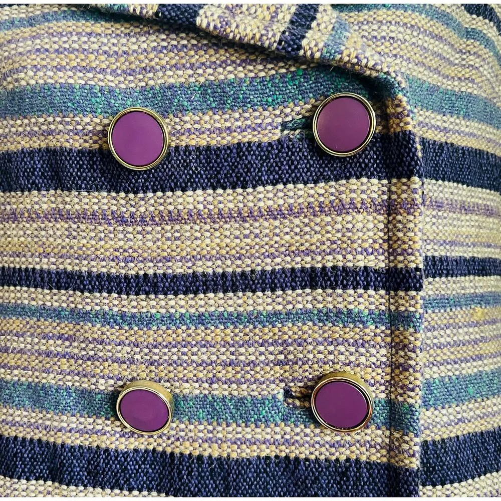 Vintage Purple Blue Tan Striped Tweed Skirt Suit Japanese 90s 6 Cynsia Command - Image 16