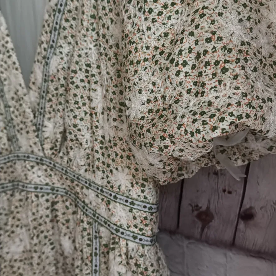 Small NeeSee's Dress Just Me  
Puffy Sleeves embroidery all overt with lining - Image 9